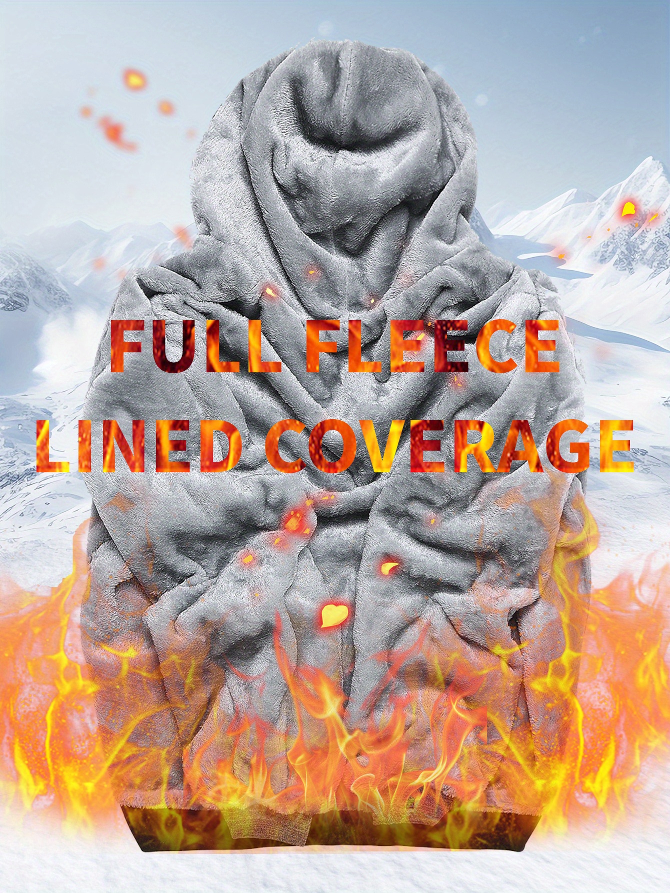 winter mens fleece hoodies full zip up coat hooed sweatshirt warm coats kangaroo pockets details 3