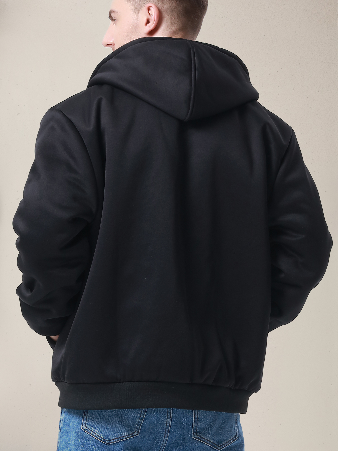 winter mens fleece hoodies full zip up coat hooed sweatshirt warm coats kangaroo pockets details 6